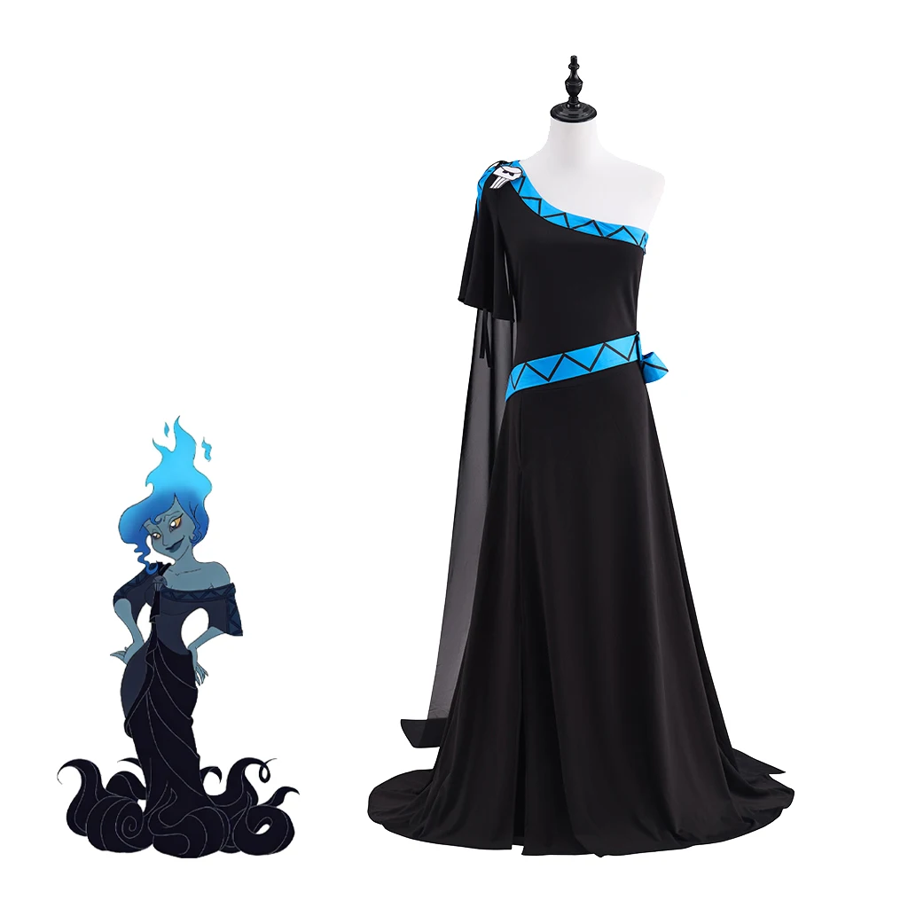 Disfraz de Anime Hades Megara, bata de baile, disfraz de Hércules, vestido negro para mujer, vestido de baile de bruja de fantasía de Halloween