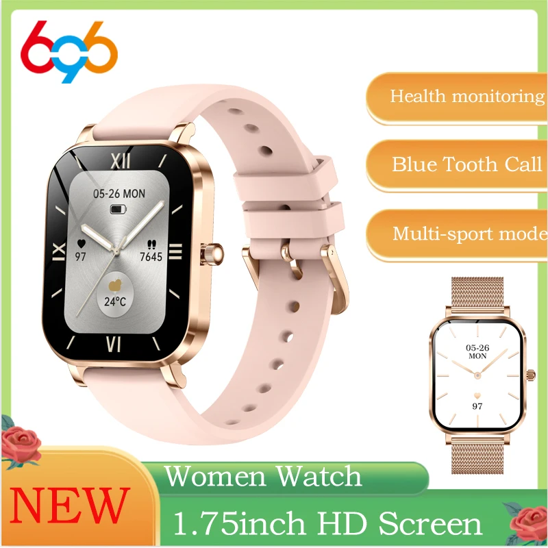 

New 1.75" Ultrathin Smart Watch Women Sports Waterproof Heart Rate Health Monitor Lady Smartwatch Music Girl 100+ Watch Faces
