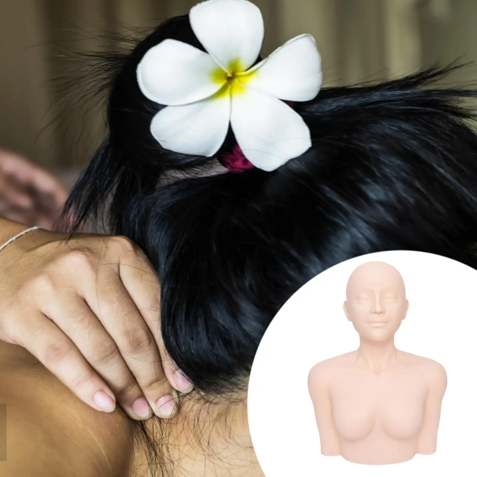 Massage Mannequin Head Shoulder Massage Soft with Acupoint Props Manikin Massage Practice Tool for SPA Learning Massaging