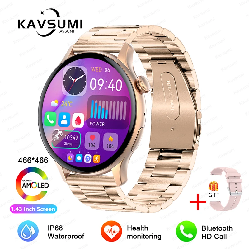 GUHUAVMI 2025, NEUE NFC-GPS-Smartwatch für Damen, AMOLED, immer auf dem Display, BT-Anruf, Herzfrequenz, Blutdruck, Fitness-Track, Smartwatch für Damen 4