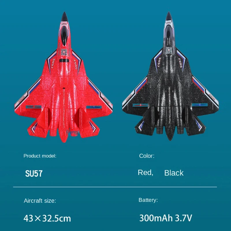 Samolot RC SU-57 z oświetleniem LED 2.4G Elektryczny szybowiec zdalnie sterowany Samoloty radiowe Samoloty z pianki EPP Zabawki dla dzieci