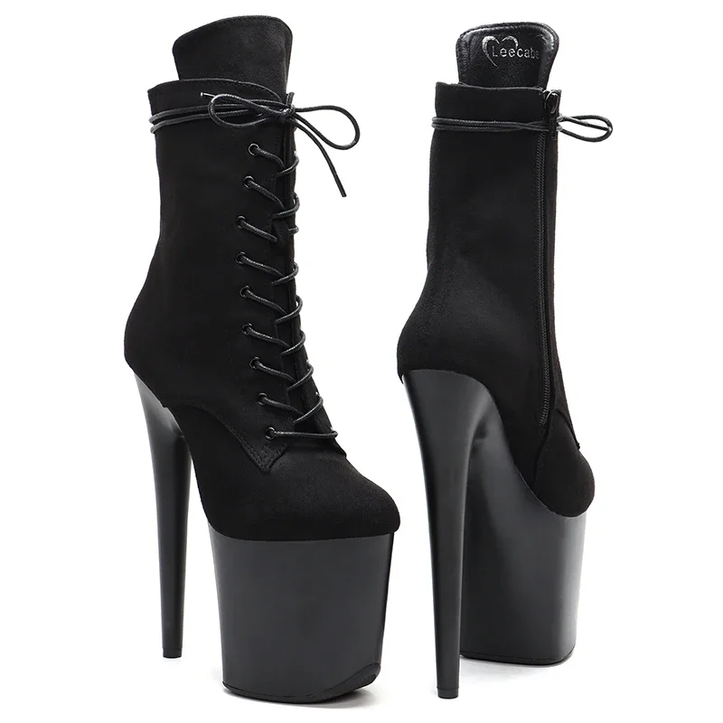 Leecabe Black 20CM/8inches Suede Upper black matte High Heel platform party stripper heel Pole Dance boots