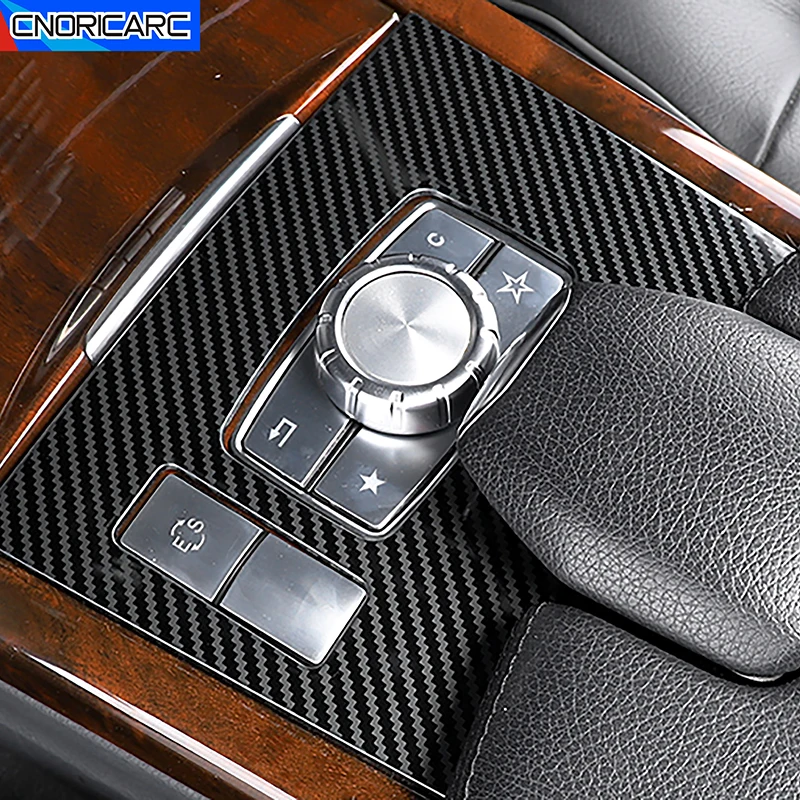 Carbon Fiber Texture Car Console ES Switch Frame Mode Button Panel Cover Decoration Trim For Mercedes Benz E Class W212 2014-15