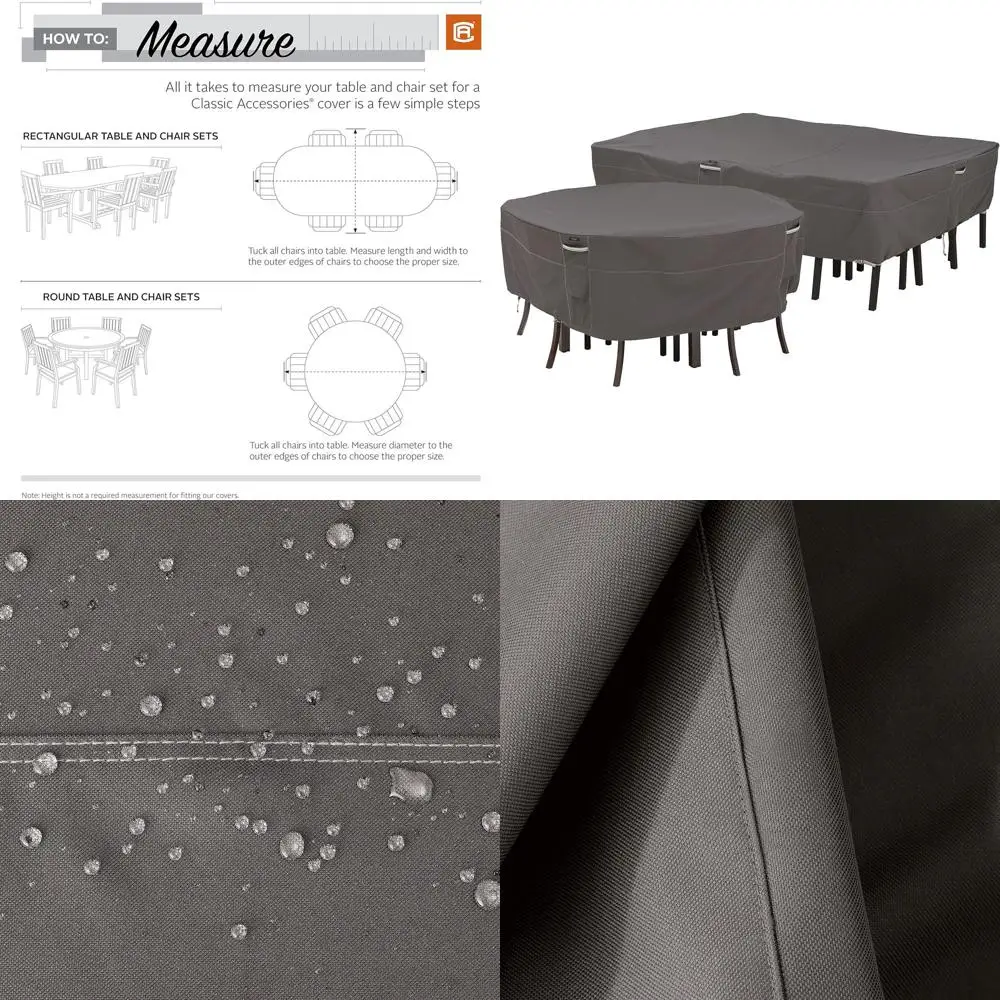 

Чехол для круглого садового стола и стульев высотой 60 дюймов, водонепроницаемая защита для уличной мебели