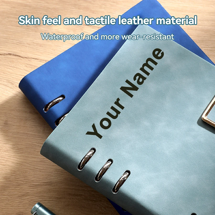 Custom Name Engraved A5 PU Leather Loose‑leaf Notebook Binder Journal Personalized Diary Gift for Business Office School