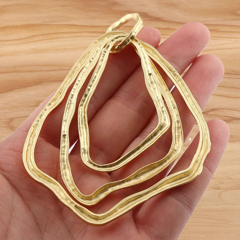 1 Piece Matte Gold Color Large Bohemian Irregular Multilayer Moveable Pendant Charm For DIY Necklace Jewelry Making Accessories