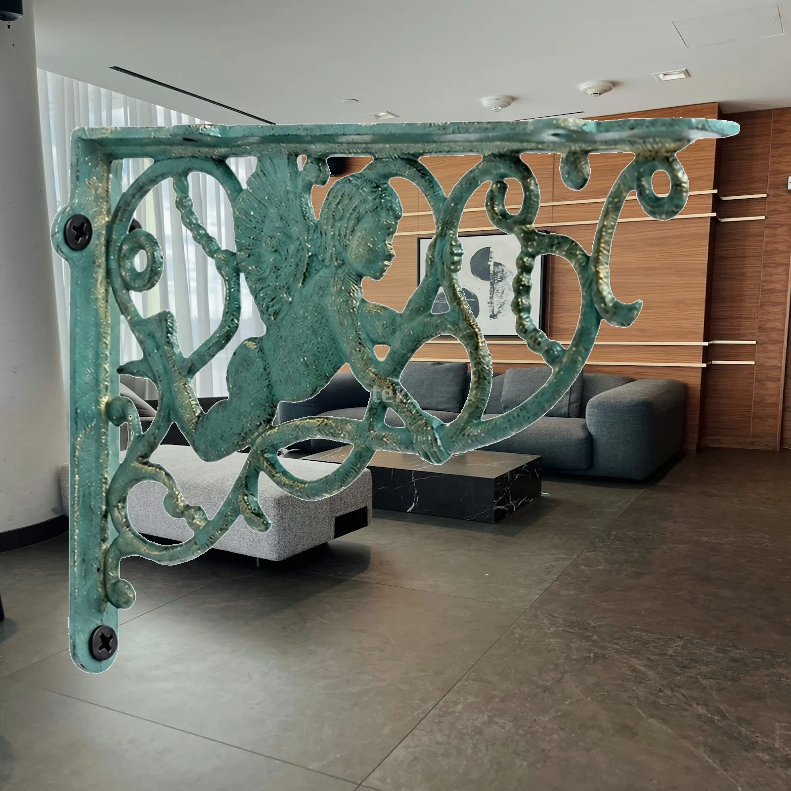 Decorative Iron Shelf Support Green Heavy Duty Bracket Modern Mounted Rack for Home or Workplace