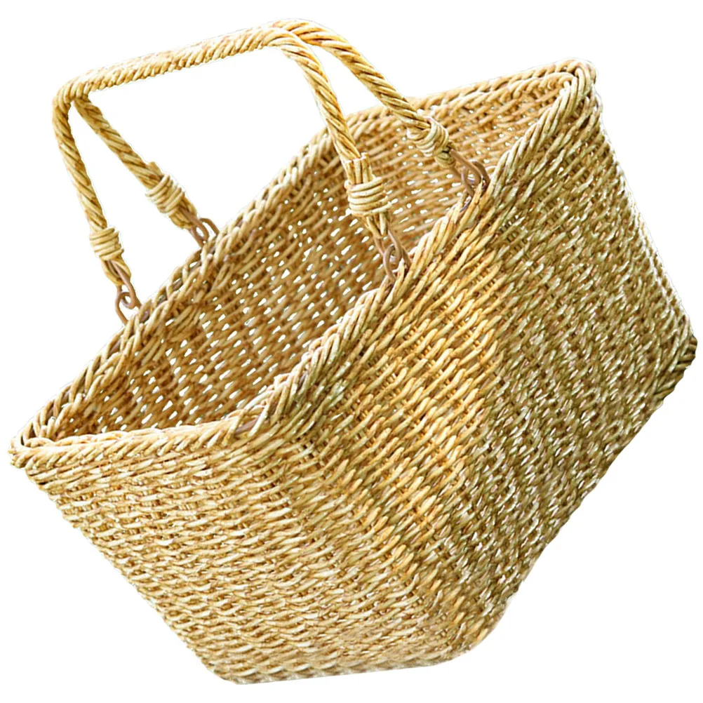 

Hand Woven Vegetable Basket Decorative Storage Organizer Fruit Snacks Container Kitchen Pantry Party Dessert Breads Storage