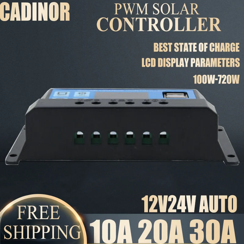 CADINOR 100-800W 10-30A12V/24V/48V PWM Solar Charge Controller For Solar Turbine Generator System Waterproof IP68 Factory Price