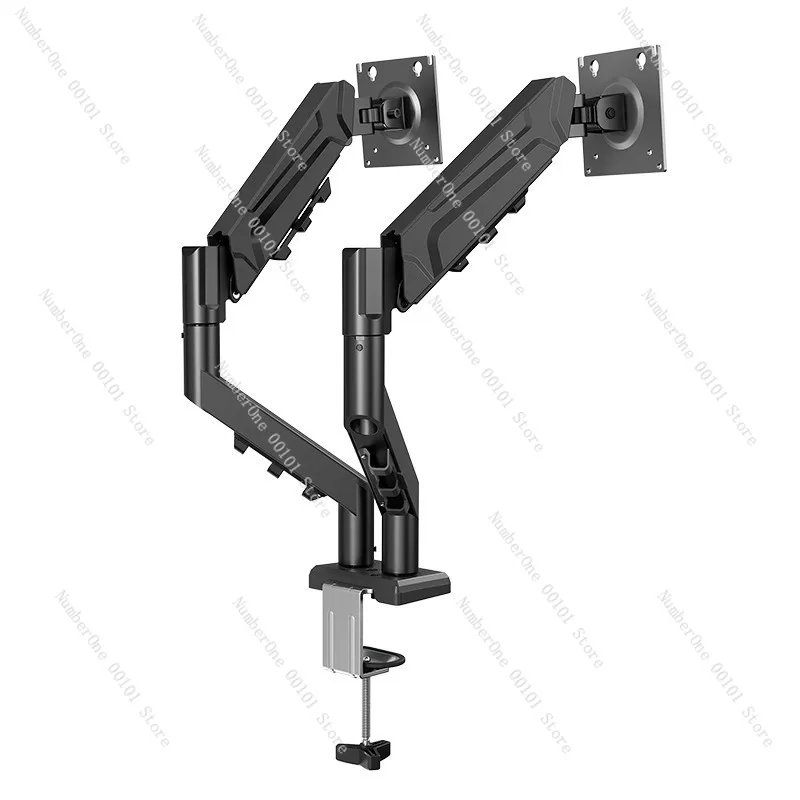 Dual Monitor Stand Desk Mount, One-to-Two Mechanical Arm Display Riser, Adjustable Height Rotating Telescopic for Computer