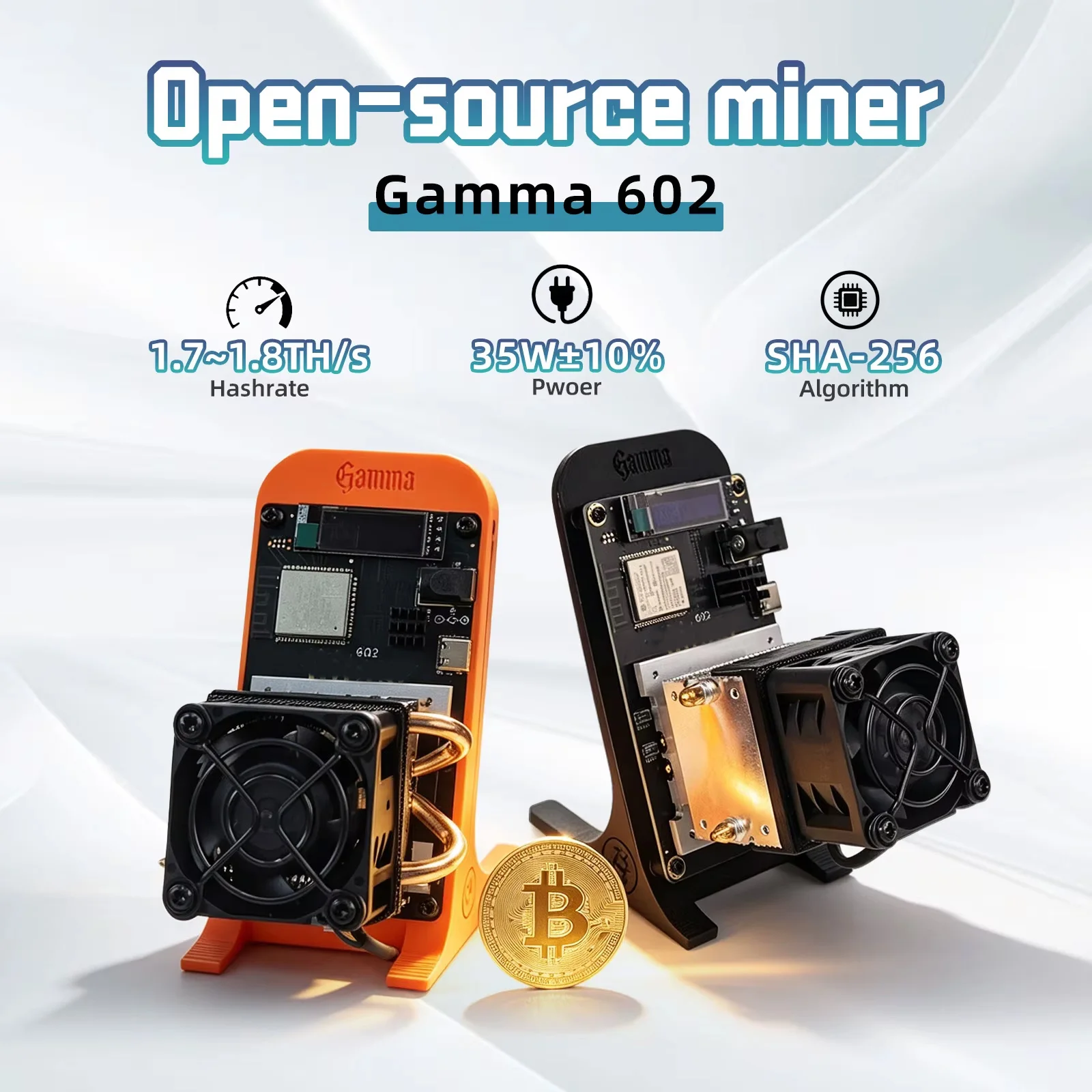 Machine de minage Bitcoin Bitaxe Gamma 601/602 1.7~1.8TH/s – Miner ASIC open source overclockable pour loterie, Rig Crypto personnel
