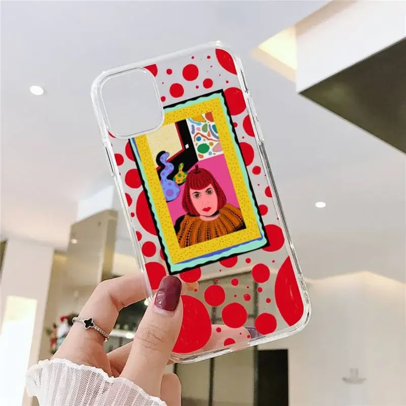 Japan Kusama Yayoi Art Phone Case For iPhone 11 12 Mini 13 14 Pro XS Max X 8 7 6 Plus SE XR Transparent Shell