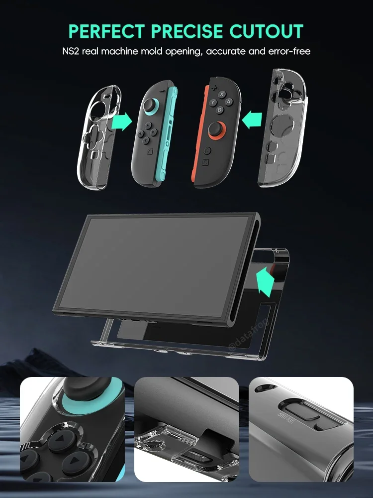 DATA FROG Precise Cutout Clear Protective Case For Switch 2 Console For Joy Con Full Coverage Shell