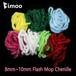 Bimoo 2m 8~10mm thick Pearlescent Flash Mop Chenille Flashabou Mylar Fiber Mop Fly Leech Nymph Streamer Wet Fly Tying Material