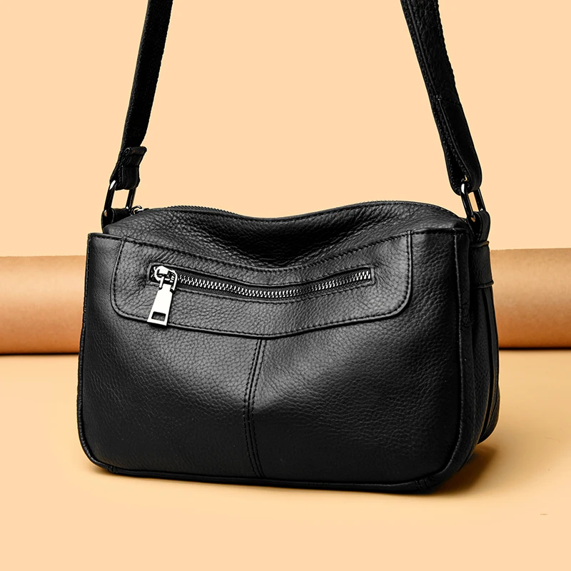 

New Genuine Leather Shoulder Bag for Women Vintage Elegant Crossbody Purse Multi-Pocket Handbag Fashionable Casual Traveling Bag