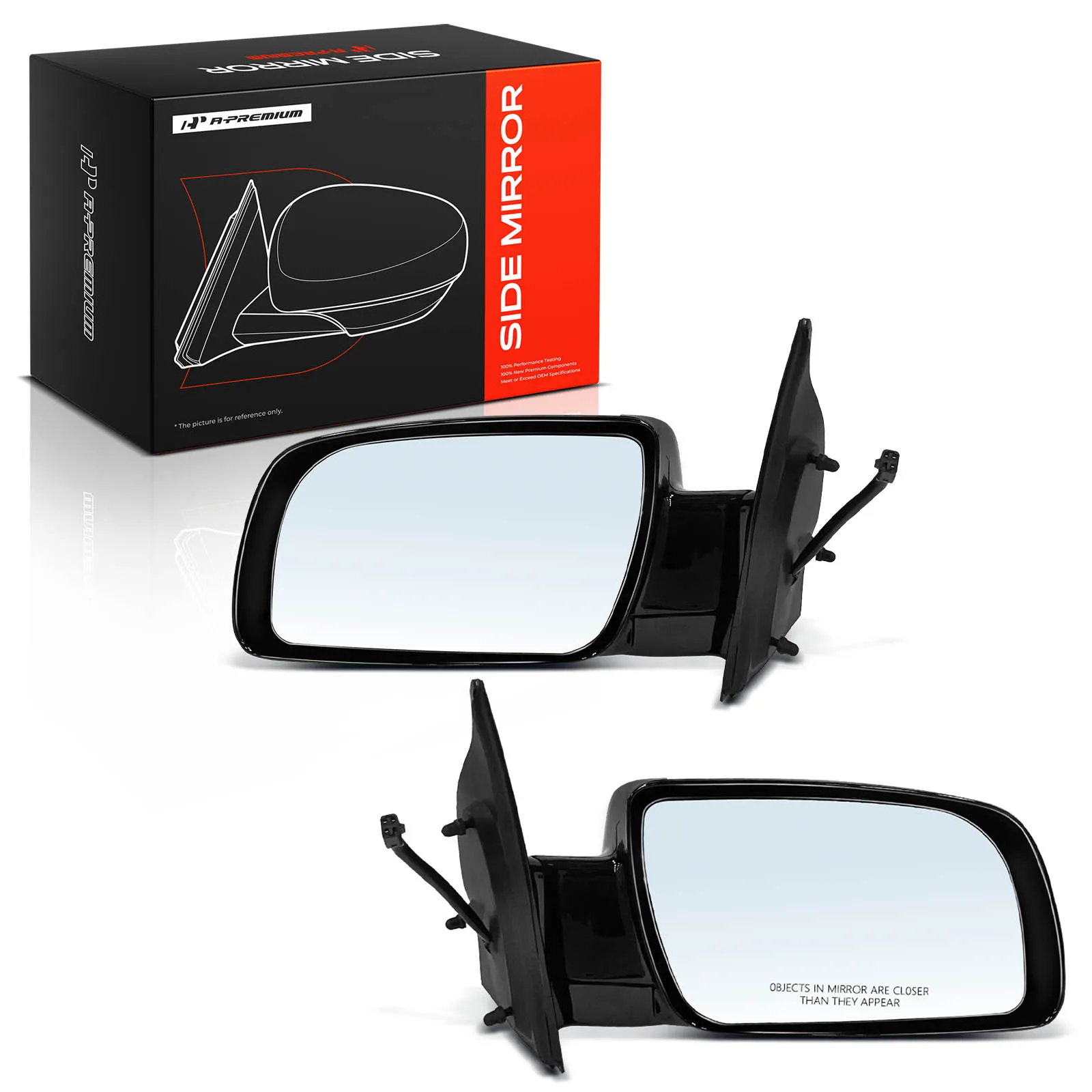 A-Premium Pair Power Door Mirror for GMC Safari 2000-2005 Chevrolet Astro 2000-2005 Manual Folding Smooth Black