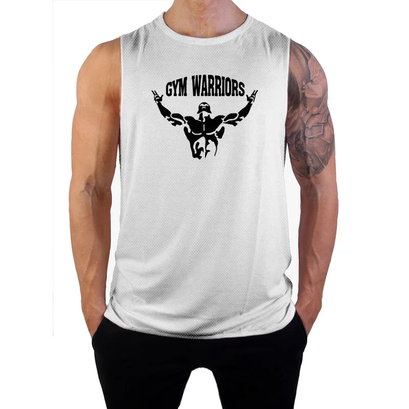 Mens Running Vests Warriors Bodybuilding Clothing Quick Dry Workout Muscle Fitness Stringer Tank Topsts Mesh Sleeveless Shirts