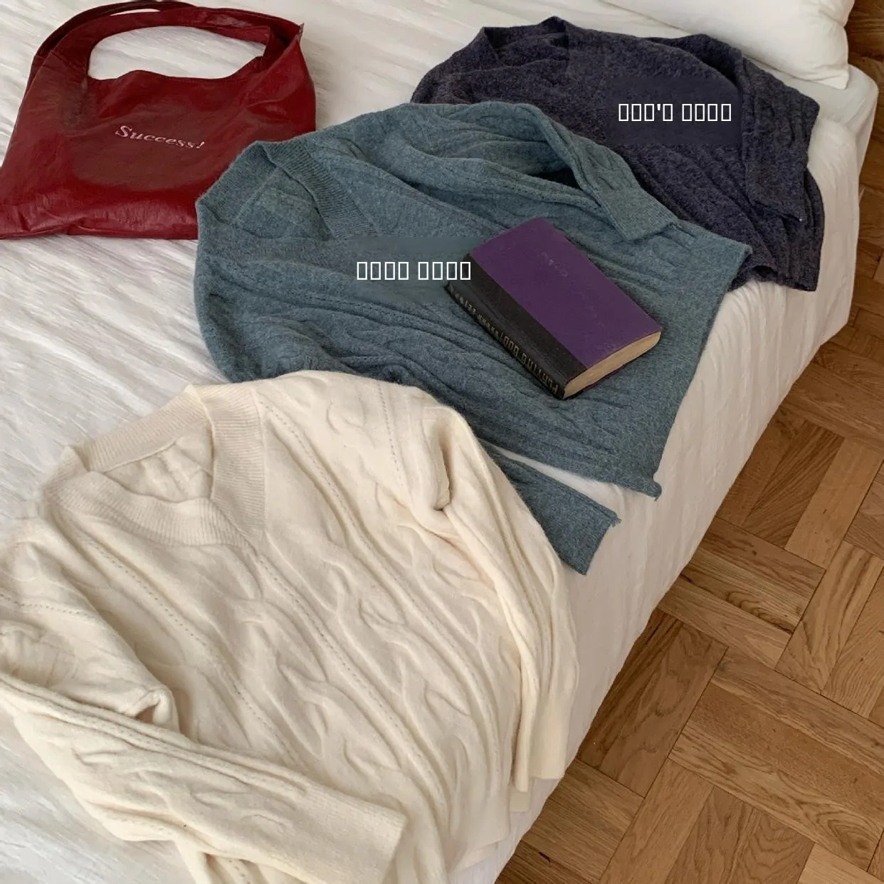 Soft Cozy Knitted Sweater Women's Overhead Milk Bear Velvet Gentle Pure Color Commute Sle Long Sve V-Ne Regular Thin