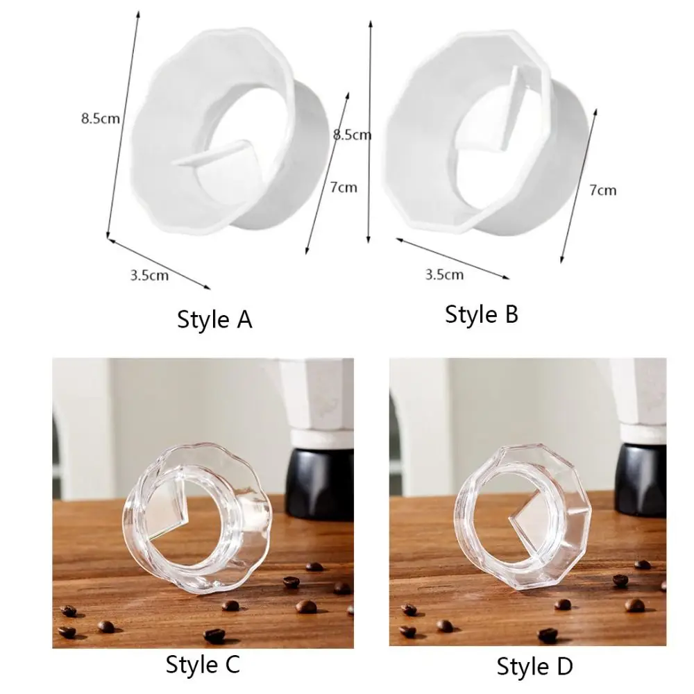 65mm Moka Pot Tamper 2/3 Cups No Pressed Powder Rotary Powder Dosing Ring Anti-spill ABS Coffee Powder Distributor Office 6