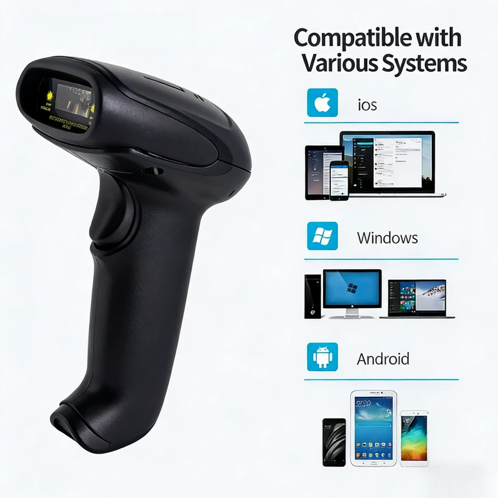 

Wireless Laser 2D Barcode Scanner Gun Bluetooth Fast Delivery Slip Special Wireless Bluetooth Scanner Handheld Scanner Gun