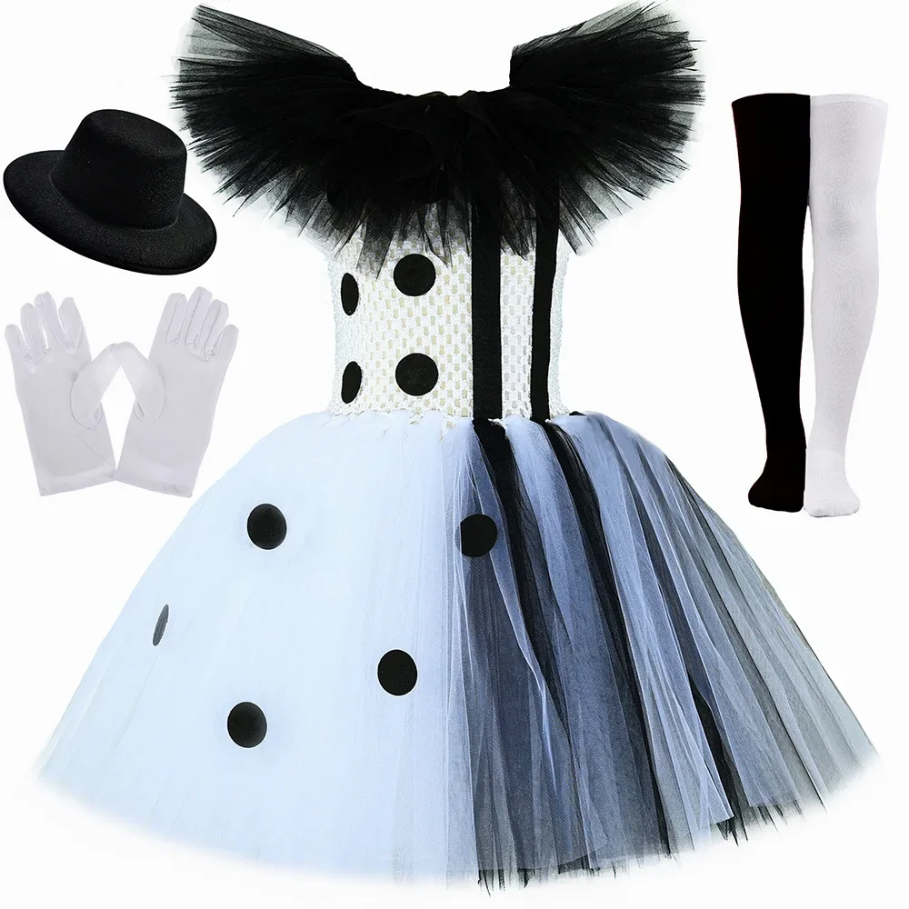 Costume de Clown Tueur pour Fille, Robe d'Halloween, de Carnaval, de Cosplay, Blanc, Noir, Joker, Vêtements Effrayants