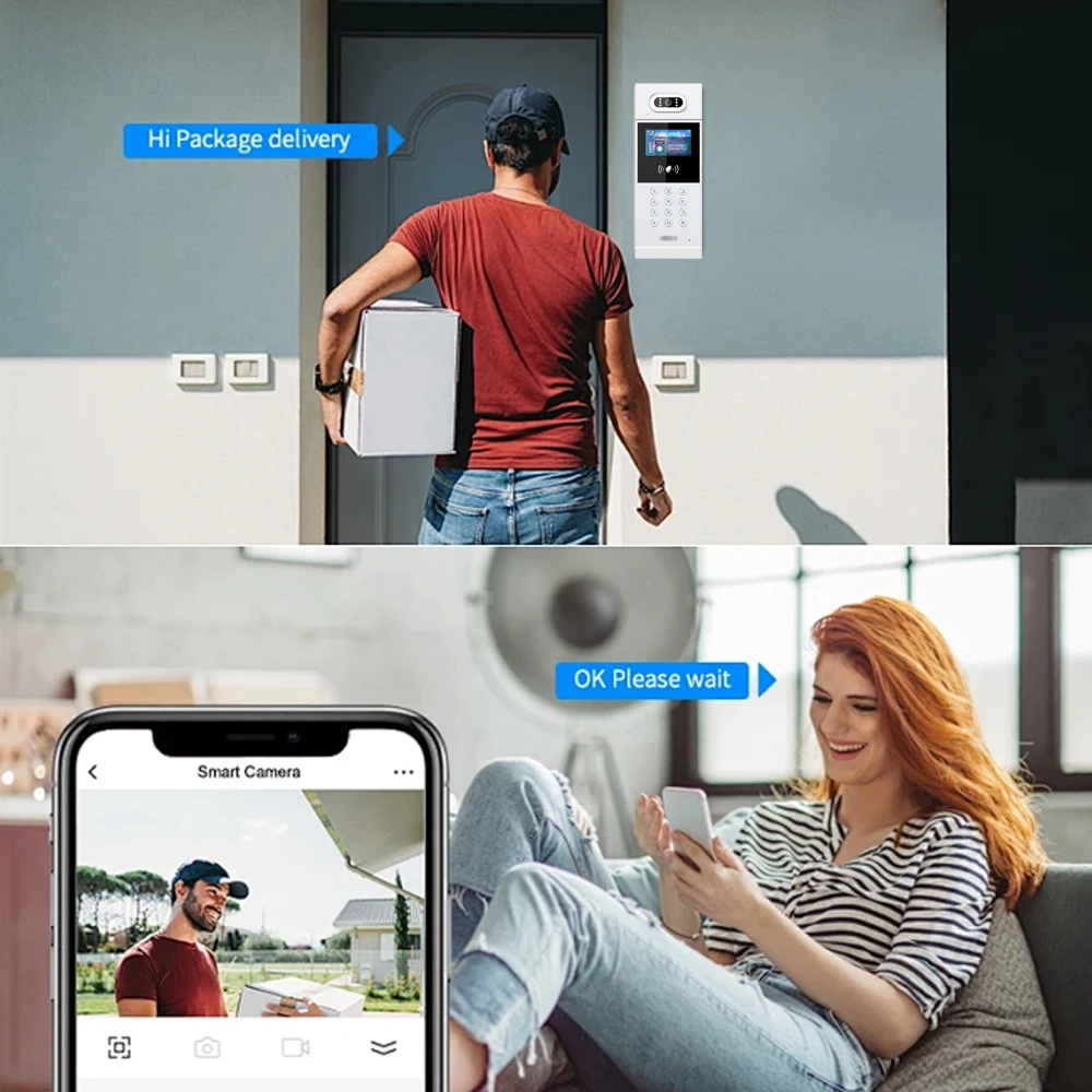 Sistema de intercomunicación Visual, timbre de construcción celular, Control de acceso, conjunto inteligente de intercomunicador de reconocimiento facial de alta definición