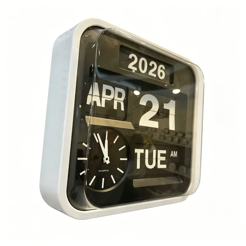 2026 New Flip Calendar Wall Clock Nordic Minimalist Design For Office Home Kids Students Modern Decor Silent Quartz Timepiece