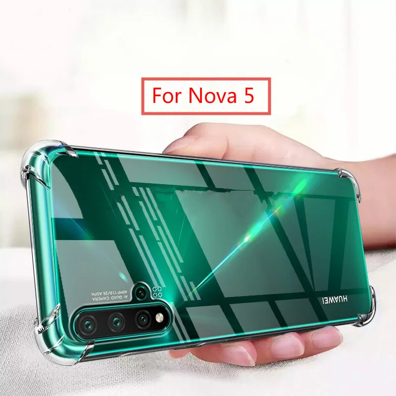 Soft Silicone Shockproof Phone Case For Huawei Nova 3 3e 3i 4 4e 5 5Z 5I  6 7 Pro SE 7i AirBag Anti Knock Transparent Back Cover