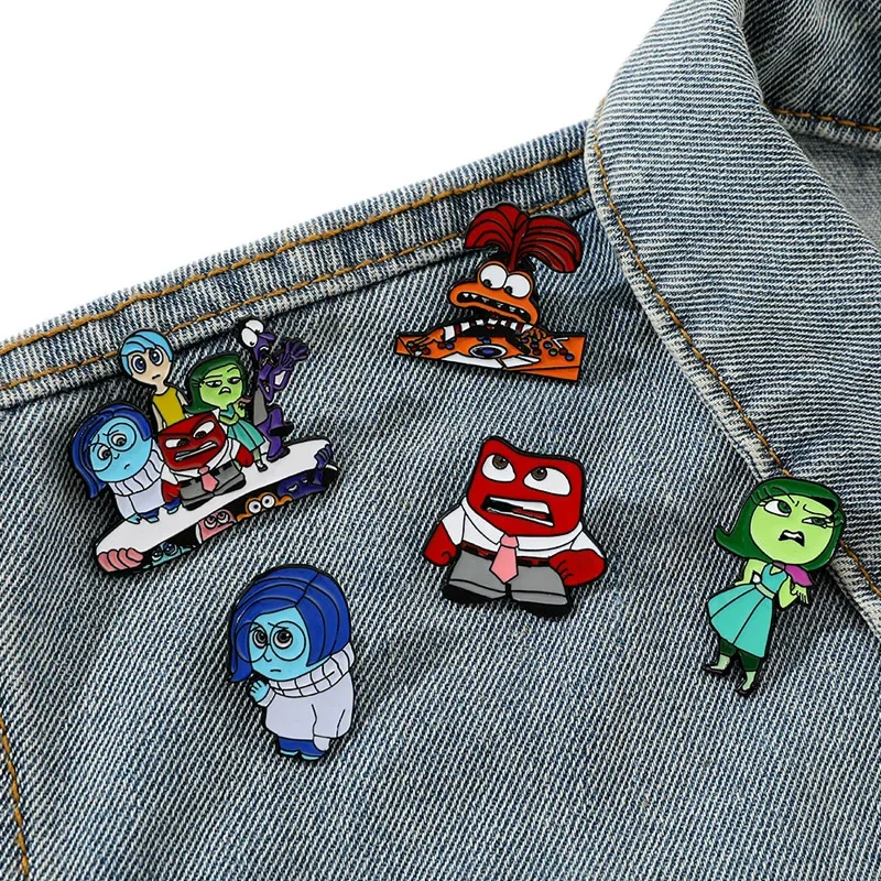 5Pcs Disney Cartoon Anime Inside Out2 Brooch Cute Scrump Stitch Lapel Pin Fashion Animal Metal Enamel Badge Jewelry Friends Gift