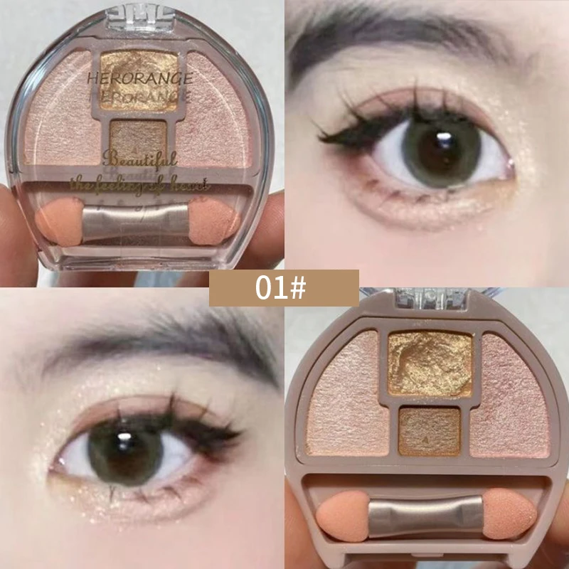 Four-color Eye Shadow Powder Palette Shimmering Glitter Natural Eyelid Silkworm Contour Shadow Natural Tone Pink Eyeliner Makeup