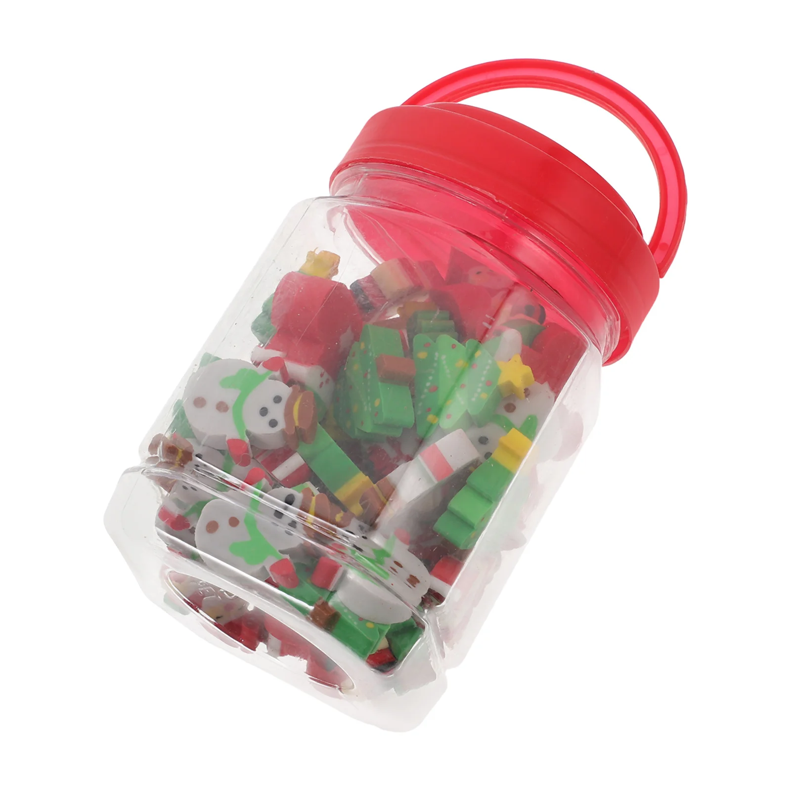 50Pcs Kids Cartoon Erasers Set Christmas Tree Santa Claus Snowman Shaped Fun Educational Tools Classroom Incentives Stocking