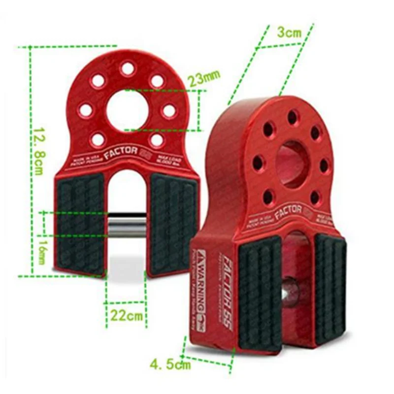 Winch Rope with Tow Hook Flat Connector Shackle Mount Aluminum Alloy Rescue Trailer Hook Connector 10T