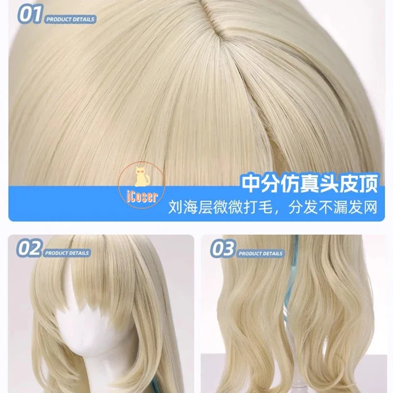 Wig Cosplay ICoser Wuthering Waves Fleurdelys Rambut Panjang Krem Cartethyia Rinascita Pesta Halloween untuk Wanita Anak Perempuan Karnaval Cos