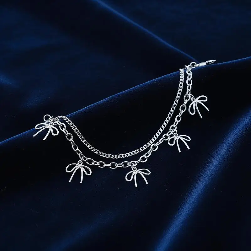 1Pc Trendy Bow Shoe Buckle Chain Decorative Stainless Steel Detachable Boot Accessory Chain Party Jewelry