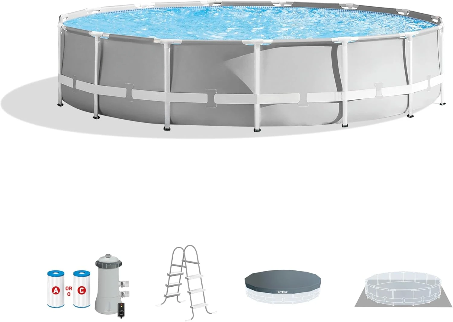 26723EH Prism Frame Premium Above Ground Swimming Pool Set: 15ft x 42in Includes 1000 GPH Cartridge Filter Pump Removable Ladder