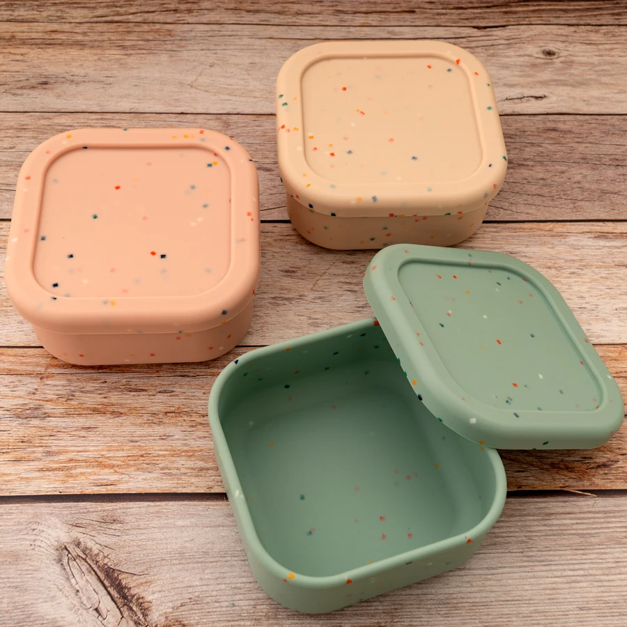 1 Stuks Siliconen Baby Servies Effen Kleur Lunchbox Enkele Compartiment Dinerplaat Kleurrijke Plekken Babyvoeding Opslag