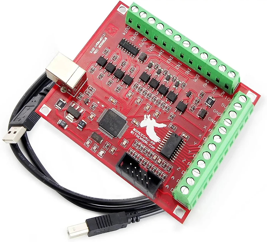 Breakout board CNC USB MACH3 4AXIS Controller Card Support Stepper and Servo Motor 100Khz With USB Cable software on the CD