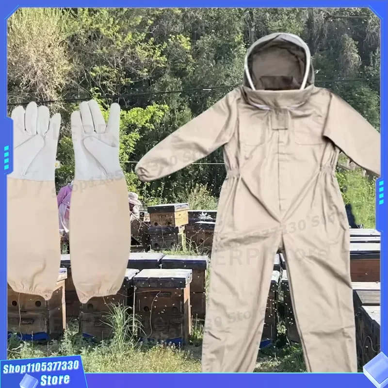 Beekeeping Suit Ventilated Hood Sheepskin Gloves Multi Size Beekeeper Clothing for Backyard Garden Apiary Work Protection