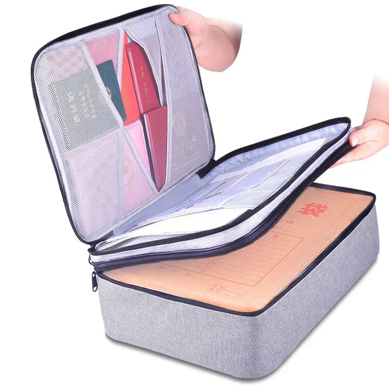 Multi-fuctional large capacity oxford file storage bags box multi-layer passport document organizer bag