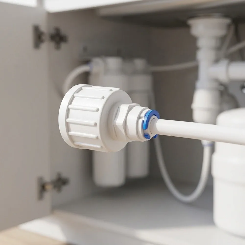 2Pcs Quick Connect Fittings Kit 5/16 Inch Water Tube Set With Angle Stop Valve For Reverse Osmosis Filter Ice Maker Plumbing
