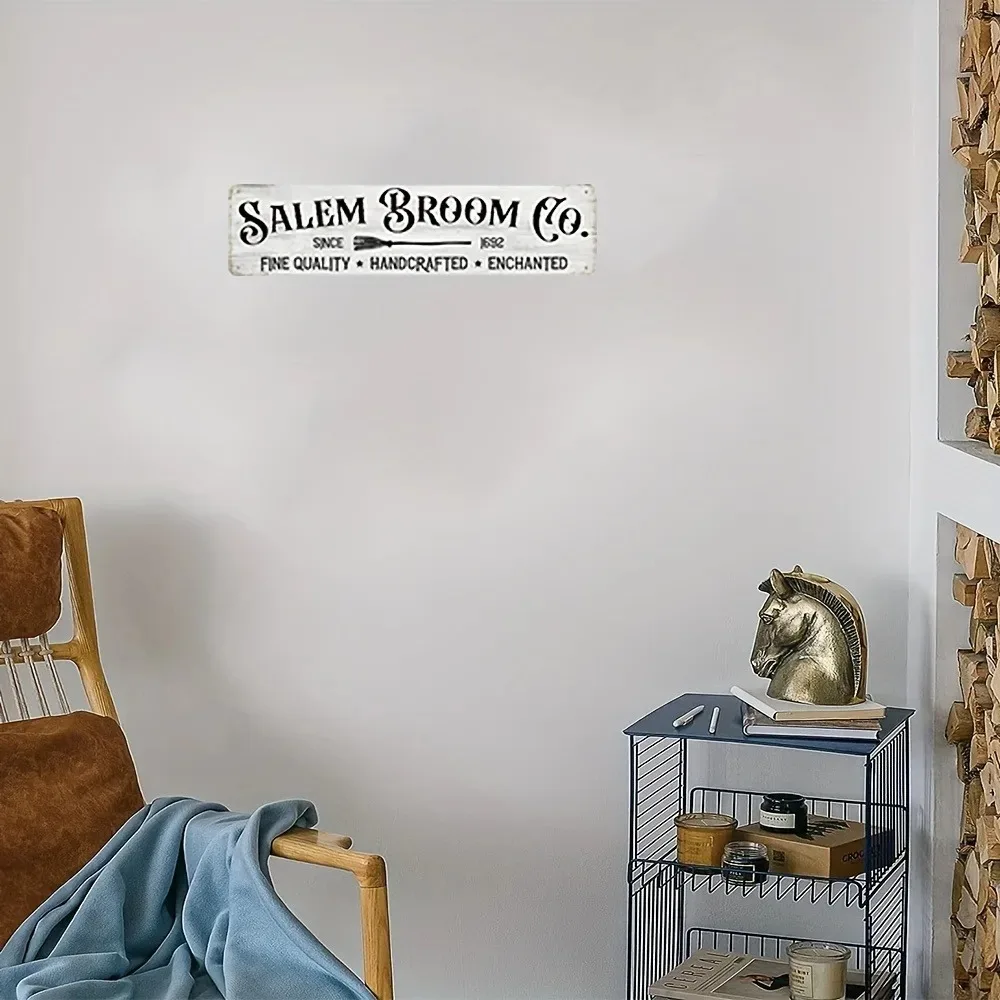 CIFbuy Customizable 2D Flat Salem Broom Co Aluminum Plaque 15.75x3.94Inch, HD UV Print Hanging Decor Gift for Indoor Outdoor Hol