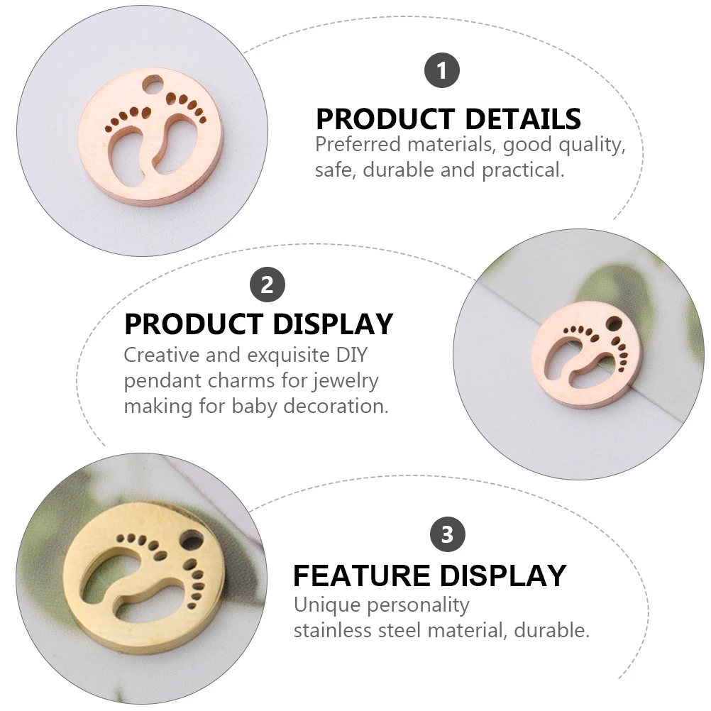 

4Pcs Baby Feet Charms Stainless Steel Hollow Small Feet Pendant Newborn Craft Accessories Jewelry Making Bracelet Necklace Decor