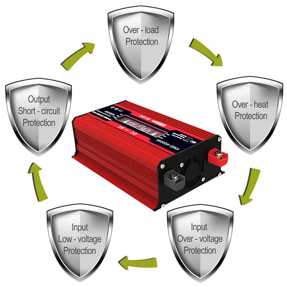 

4000W Car Power Inverter 12V to 110V/220V LCD Display Voltage Transformer Car Adapter Modified Sine Wave Charge Converter