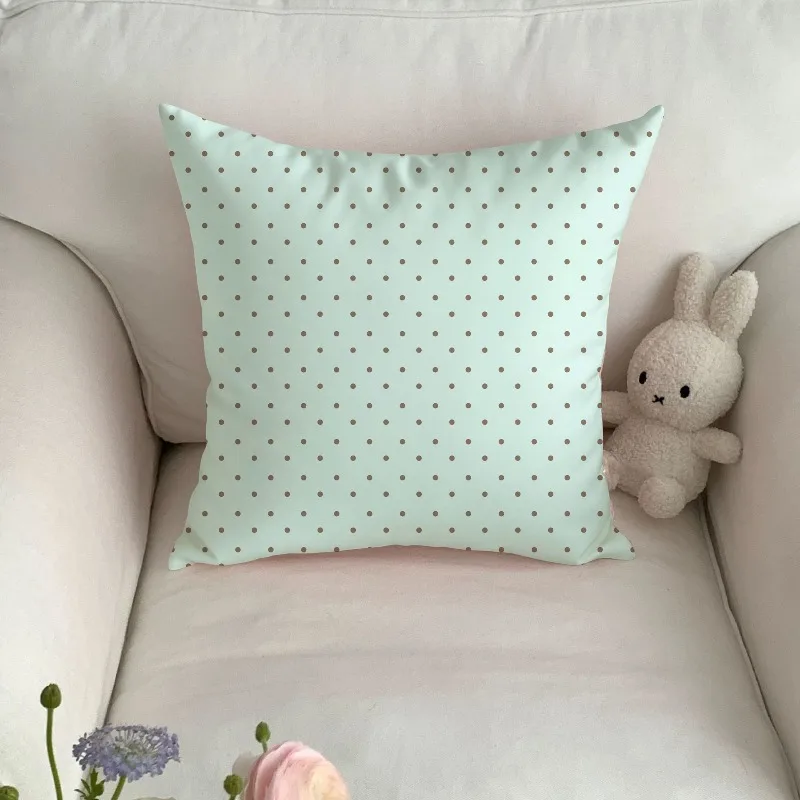 Korean Style Pillowcase Mint Green Polka Dots with High Aesthetic Value Sofa Room Home Cushion Cover Simple Pillowcase