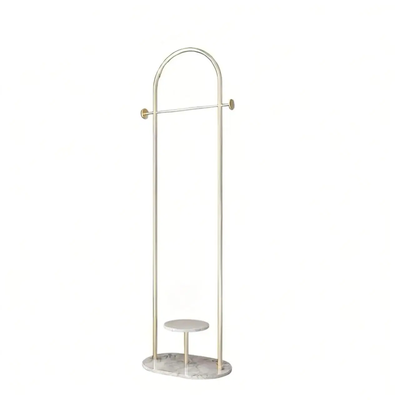 bnDurable Golden Iron Marble Clothing Display Rack with Shoe Storage%
