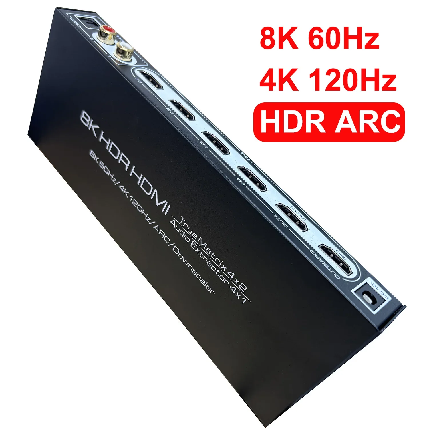 8K 60Hz 4x2 HDMI Matrix ARC HDR 3D 5.1CH with 4x1 Audio Extractor Video Splitter Switch 4 in 2 Out 4K 120Hz Matrix for PS4 PS5