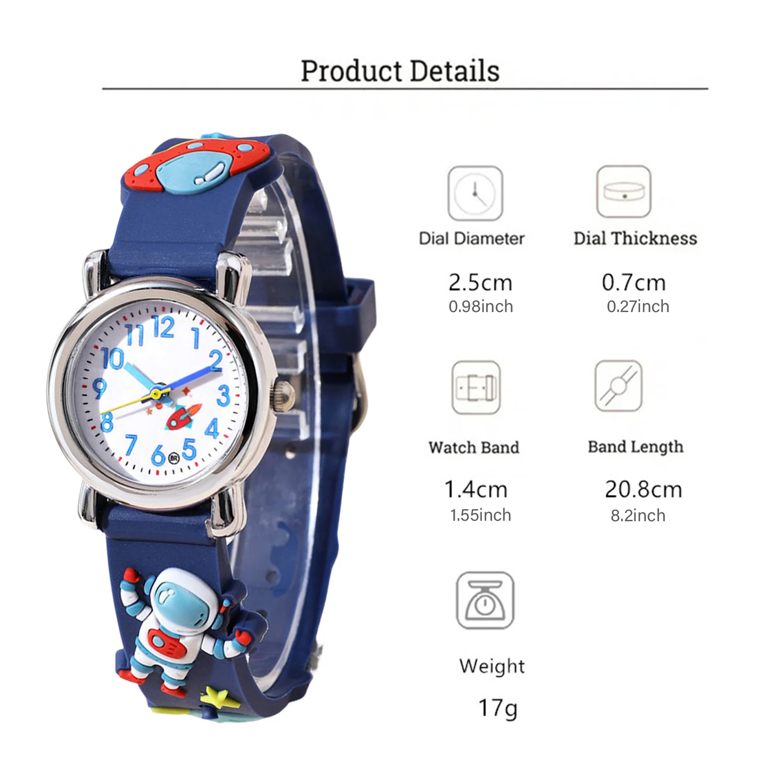 الأطفال كوارتز ساعة معصم الكرتون رائد فضاء نمط في الهواء الطلق الأطفال الساعات لإخبار الوقت أداة التدريس #5