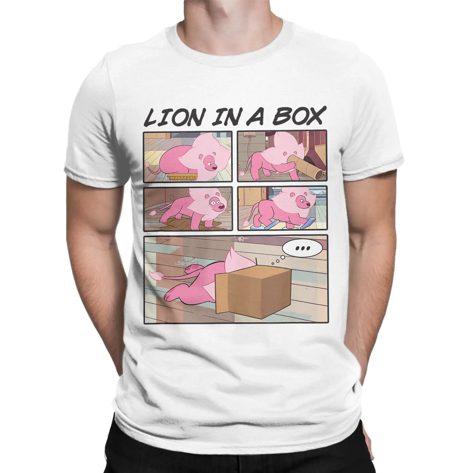 Lion in a Box for Men Women T Shirts Steven Universe Vintage Tees Short Sleeve O Neck T-Shirt 100% Cotton Birthday Gift Clothing