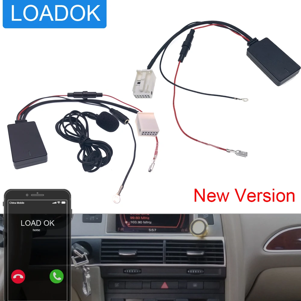 12Pin bezprzewodowe wejście Audio moduł samochodowy Bluetooth przewód Aux Adapter dla Audi A3 TT A4 S4 A6 A8 A8L 2007-2014 sześcio-płytowa płyta CD