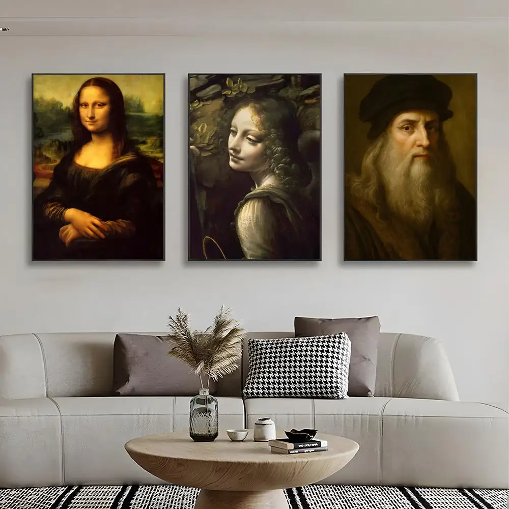 Renaissance Artist Da Vinci Poster Retro Kraft Paper Sticker DIY Room Bar Cafe Aesthetic Art Wall